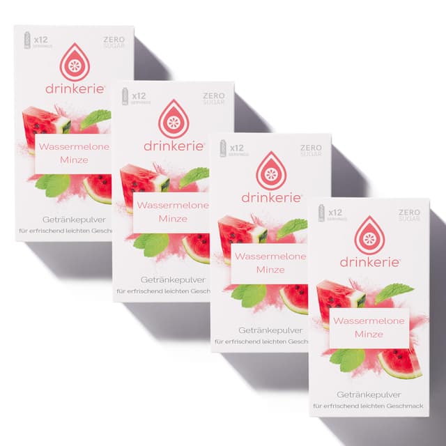 🍉 drinkerie® Zuckerfreies Getränkepulver (4er Pack) - Wassermelone Minze
