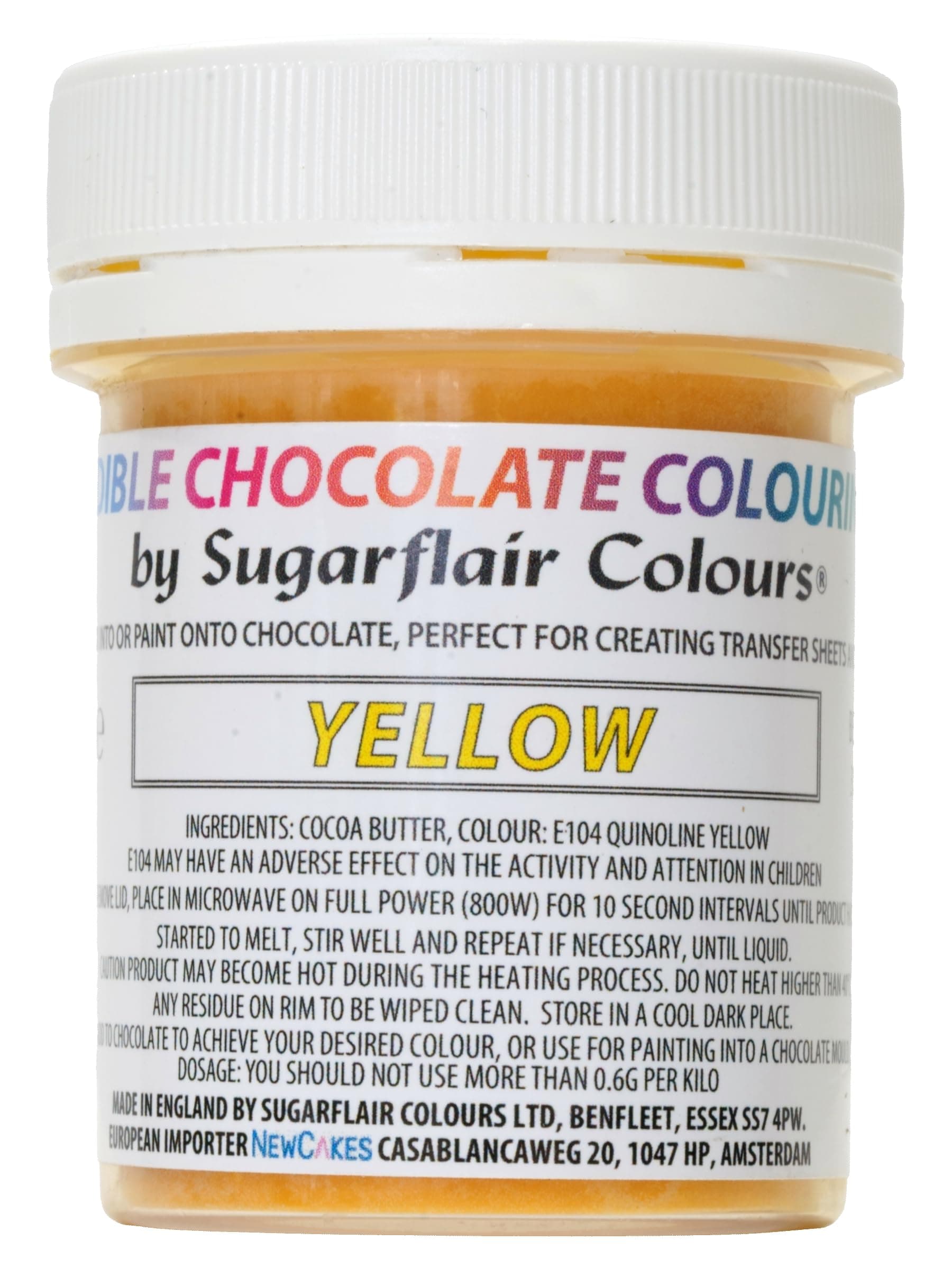 Sugarflair Gelb Schokoladenfarbe - Farbige Kakaobutter für Schokolade