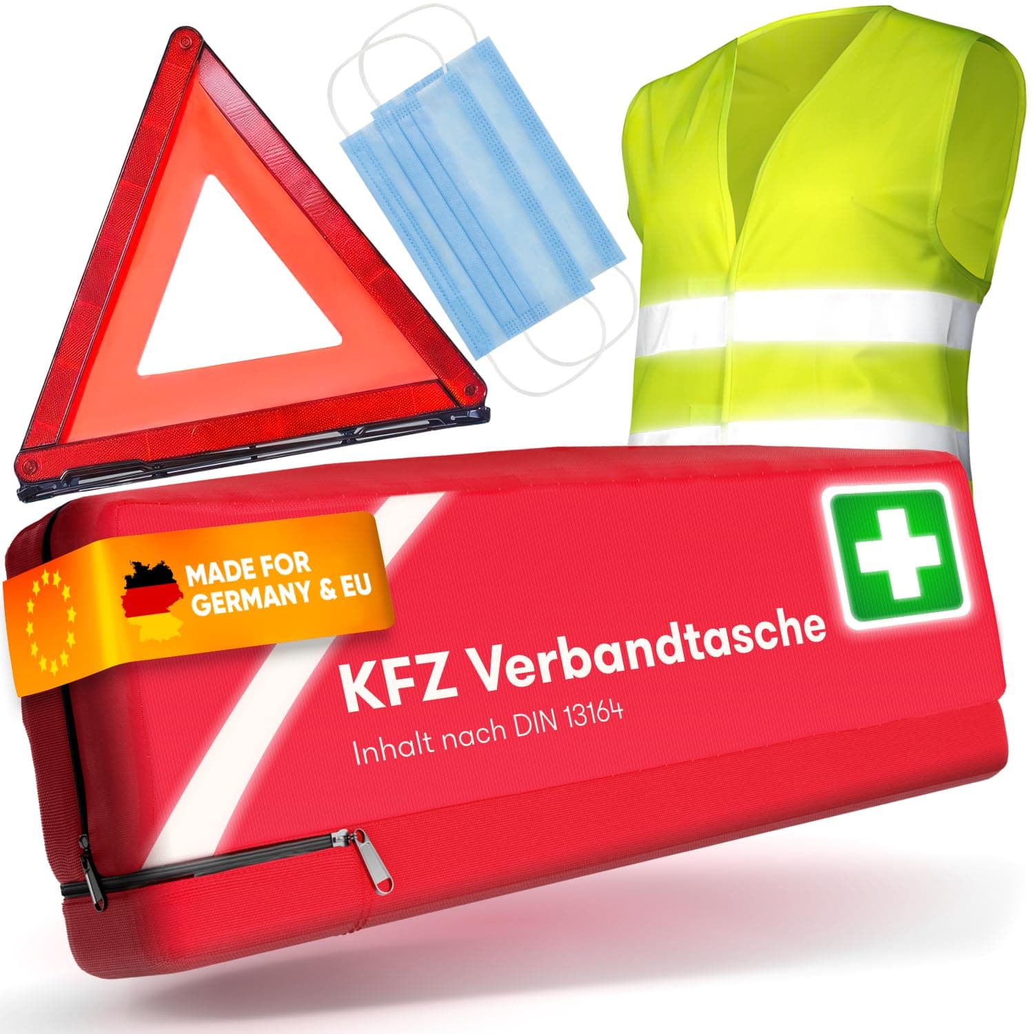 🚗 Kfz Kombitasche nach neuer Norm 2025 | Inkl. Warndreieck, Warnweste!