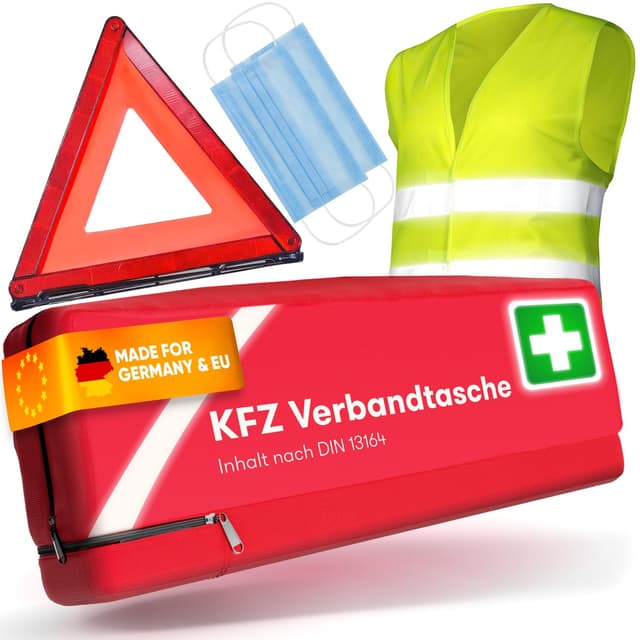 🚗 Kfz Kombitasche nach neuer Norm 2025 | Inkl. Warndreieck, Warnweste!