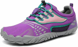 SAGUARO Kinder Barfußschuhe 🌈 Atmungsaktiv rutschfest Wanderschuhe Leicht Weich Sportschuhe Laufschuhe, Gr.24-36 33 EU Iris Lila