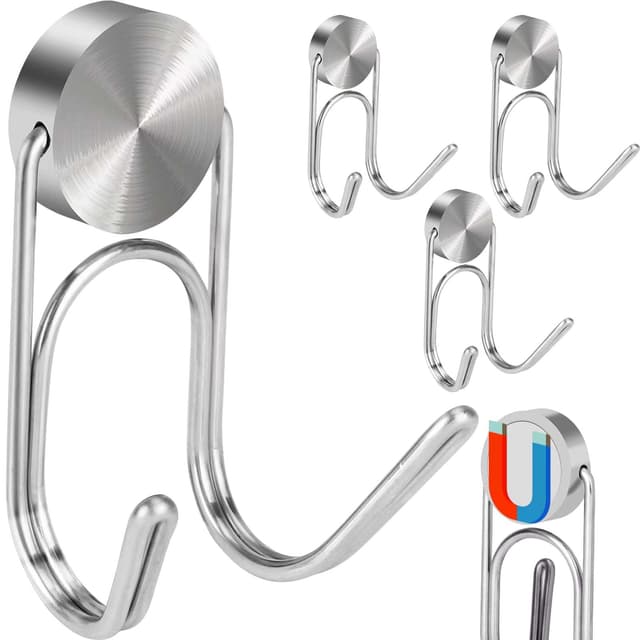 Buelkmag Magnetische Haken aus Edelstahl 304 - 4 Stück (Silber, 2,8cm) 🧲🔨