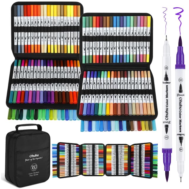 Ohuhu 160 Farben Filzstifte - Dual Brush Pen Set mit Doppelspitze 🎨