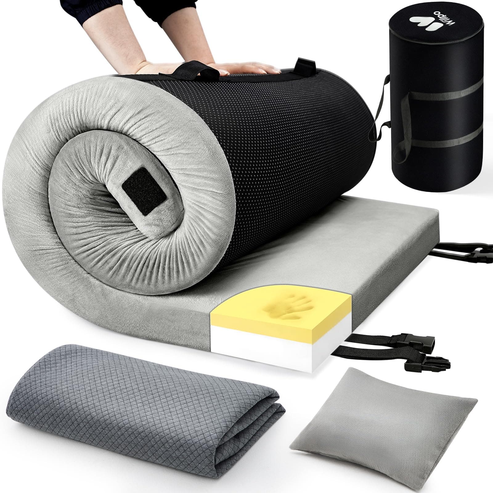 Willpo Schaumstoff Camping Matratze Outdoor Isomatte für Auto, Zelt Kids