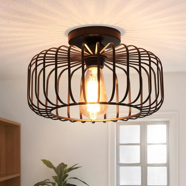FRIDEKO HOME Deckenleuchte Schwarz, Modern Deckenlampe aus Metall E27-Fassung