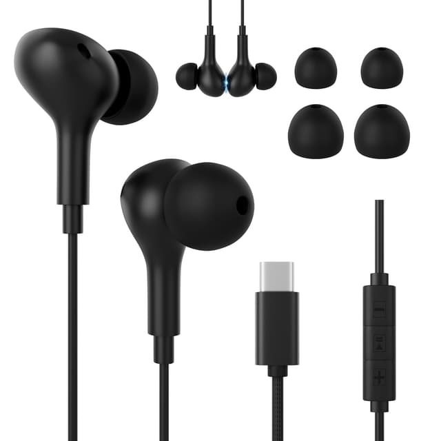 USB C Kopfhörer mit Mikrofon für iPhone 16 Google Pixel 8 Samsung Galaxy S21, In-Ear Headset mit DAC Chip & Lautstärkeregler