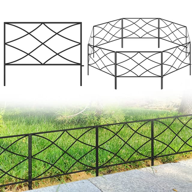 Thealyn Dekorative Gartenzaun Metall Zaun Grenze 40cm (H) x 2.8m (L) Panels No Dig Fence Landschaft für Blumenbeet Hof Hunde Tier Barriere (schwarz) 🌼🏡