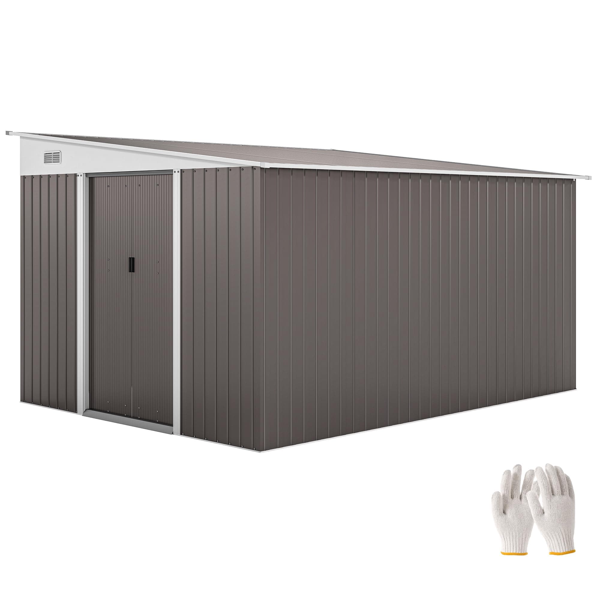 🏡🛠️ Outsunny Metall Gerätehaus 19,4m³ 280x345x201cm Gartenhaus mit Pultdach und Schiebetür