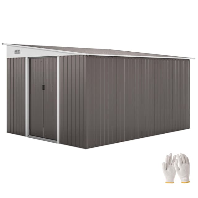 🏡🛠️ Outsunny Metall Gerätehaus 19,4m³ 280x345x201cm Gartenhaus mit Pultdach und Schiebetür