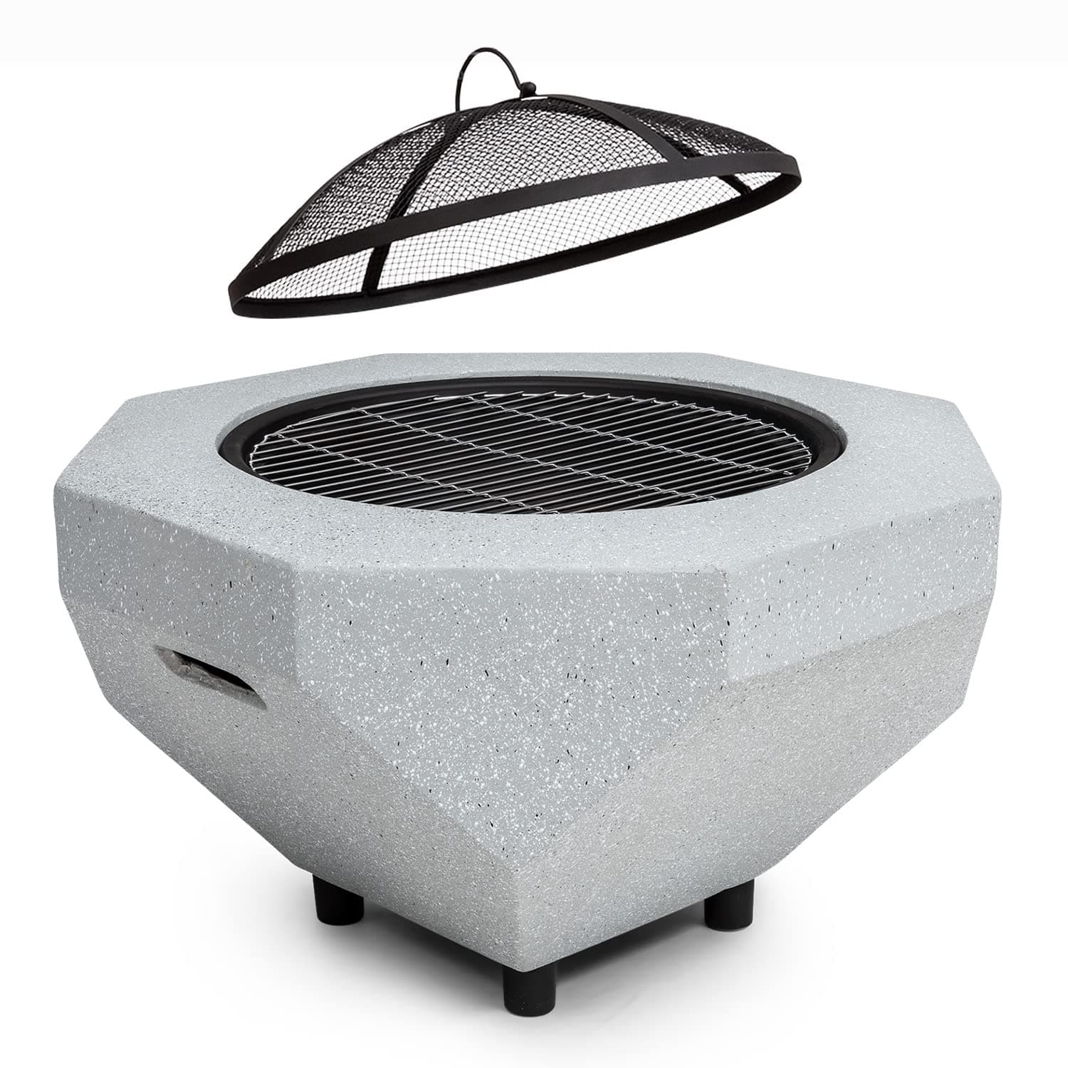 🔥🌟 Blumfeldt Feuerschale Diamond Hellgrau | Tragbare Feuerstelle Outdoor