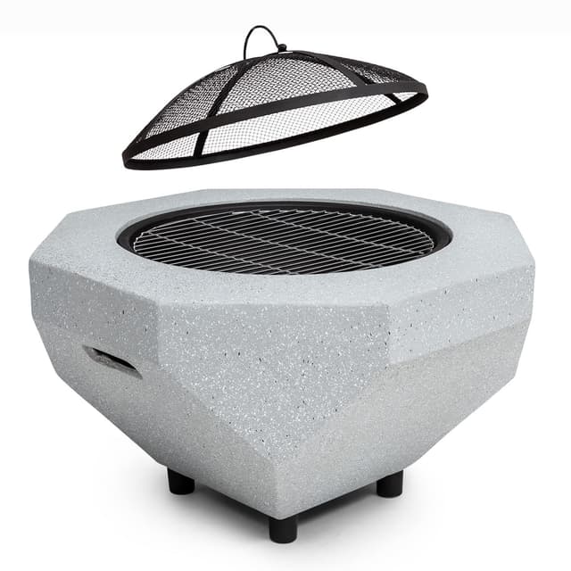 🔥🌟 Blumfeldt Feuerschale Diamond Hellgrau | Tragbare Feuerstelle Outdoor