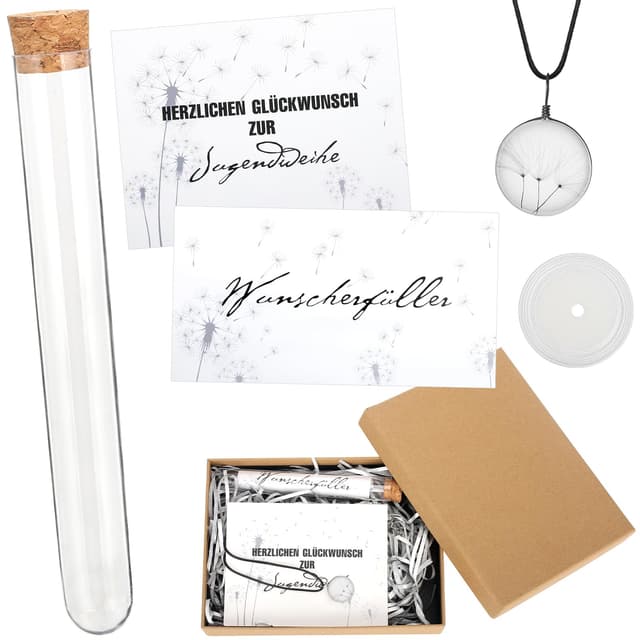 🎁 Jugendweihe Geschenkset - Geldgeschenkverpackung mit Reagenzglas und Karte 🌼