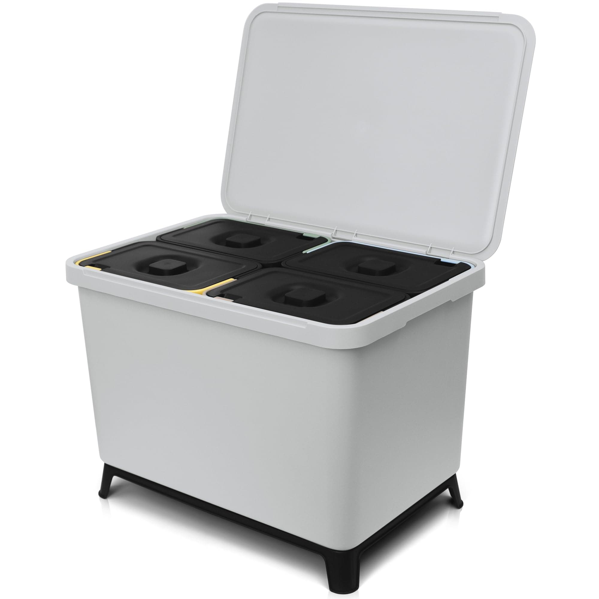 🌟 YourCasa Mülleimer Küche 4 Fächer [40L] im exklusiven Design - Mülltrennsystem mit Deckel und Fuß 🌟