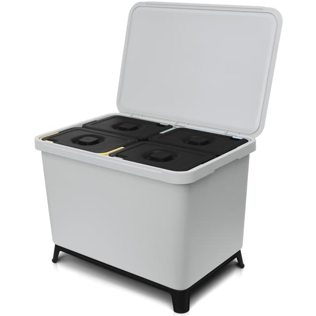 🌟 YourCasa Mülleimer Küche 4 Fächer [40L] im exklusiven Design - Mülltrennsystem mit Deckel und Fuß 🌟