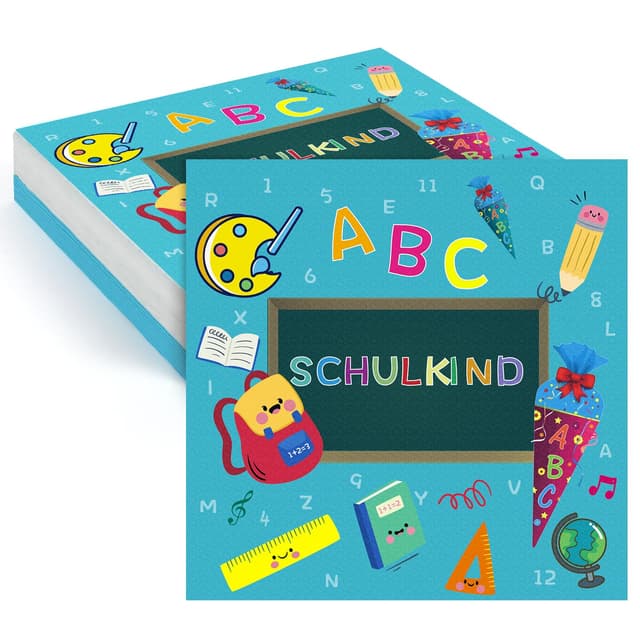 🎒📚 40 Servietten für Schuleinführung Schulanfang Einschulung Deko 🎨✏️