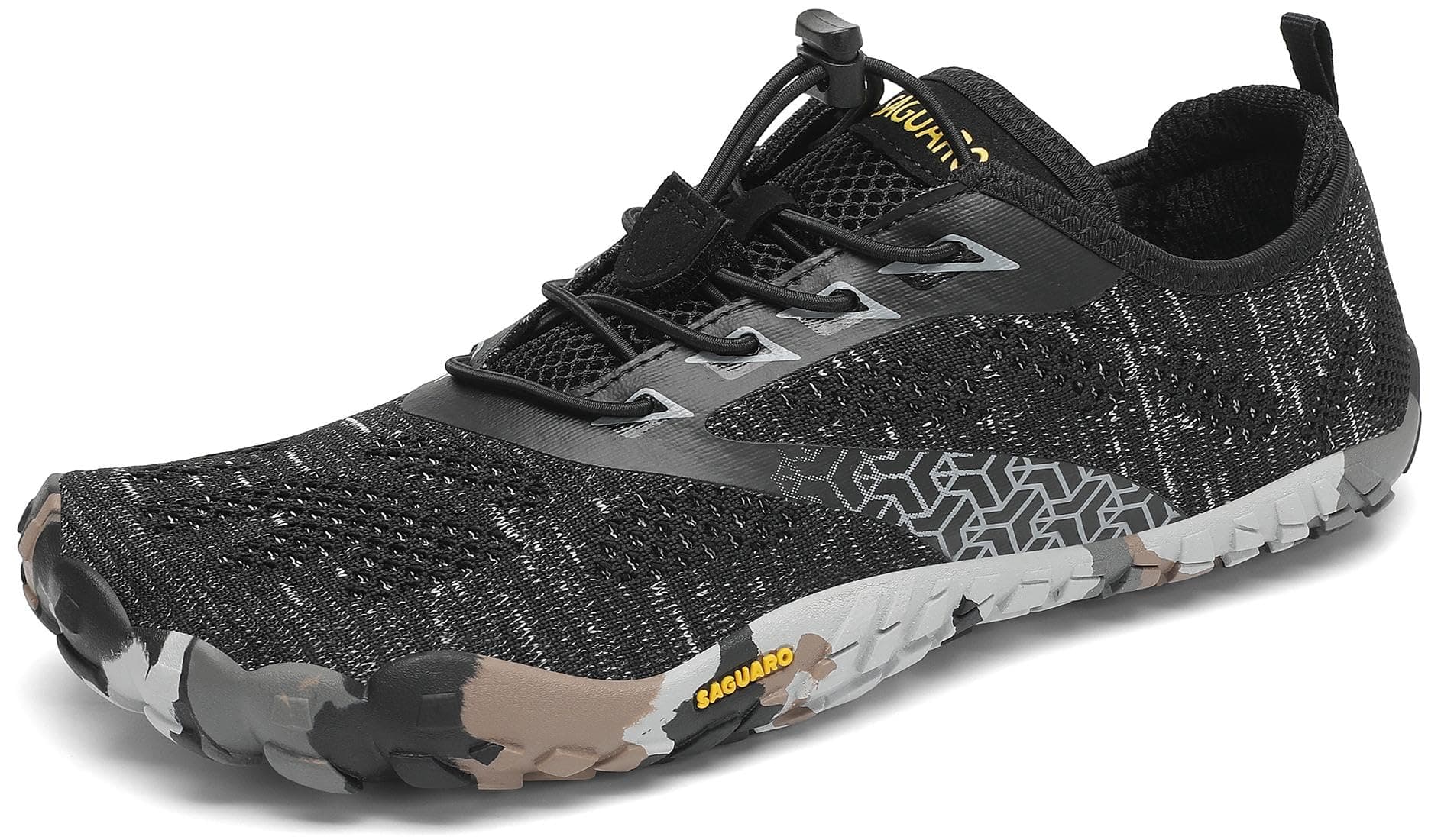 SAGUARO Unisex Barfußschuhe Leicht Atmungsaktiv 🌿 Tragbar Traillaufschuhe Weich rutschfest Fitnessschuhe für Outdoor & Indoor 43 EU Tinte Schwarz