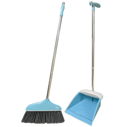 Roellgs Besen- und Kehrschaufel-Set mit vertikalem langem Griff | Hausreinigung (blau) ❤️