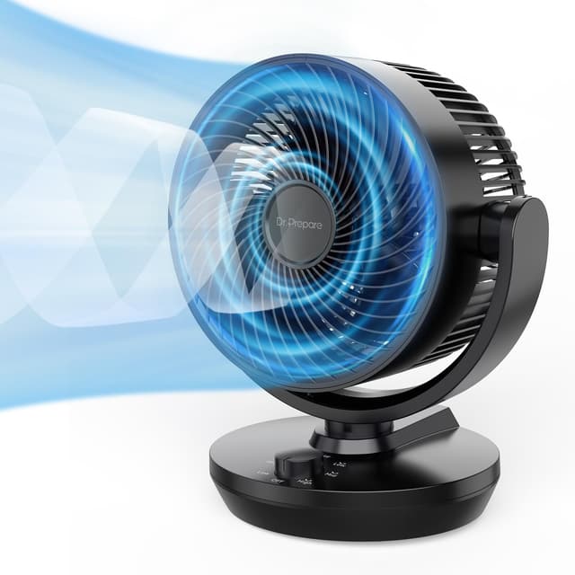 🌀🌬️ Dr.PREPARE Tischventilator Leise Ventilator 28dB Umluftventilator 70° Oszillation mit 3 Geschwindigkeitsstufen Zirkulationsventilator,100° verstellbare Neigung Ventilator für Schlafzimmer Büro Küchen 8 Inch(upgrade) 🌀🌬️