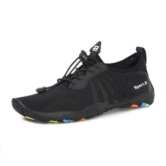 Strandschuhe Damen Herren Wasserschuhe Badeschuhe Unisex Atmungsaktiv Leicht Barfußschuhe 80s Schwarz 🏊‍♀️🌊