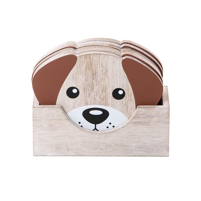 🐶 SPOTTED DOG GIFT COMPANY: Hundemotiv Glasuntersetzer Set - Braun