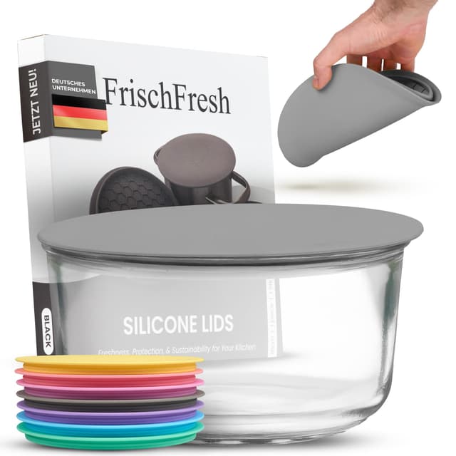 FRISCHFRESH®- Deckel | Frischhaltedeckel für Töpfe, Schüsseln, Pfannen | ∅16cm Schwarz | Luft- und Lichtdicht [platzsparend]
