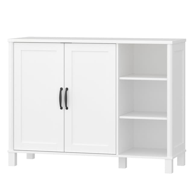 Hzuaneri Badezimmerschrank mit Zwei Schranktüren Offenem Fach, Küchenschrank mit Verstellbare Einlegeböden für Badezimmer, Wohnzimmer, Waschküche, Weiß SC12213X 🛁🪞
