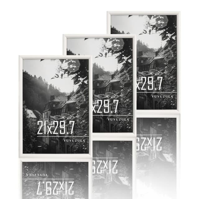 VUVUZULA Bilderrahmen A4 Weiß Holz 21x30cm 3er Set Fotorahmen Holzrahmen MDF Rahmen DIN A4 Urkunden Posterrahmen Weiß A4 🖼️
