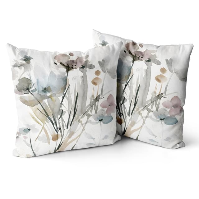 Snylcce Braun Creme Grau Teal Floral Kissenbezüge 🌺 Aquarell Blume 18x18 Zoll Satz von 2 - Bauernhaus Dekor