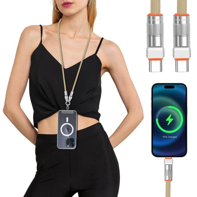 📱 POFIBO Handykette Universal für alle Smartphones - 2-in-1 Handyband mit 66W Type-C-Schnelladekabel 📲