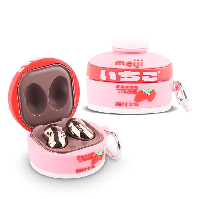 🍓 Silikon Hülle für Galaxy Buds FE/Buds2 Pro/Buds 2/Buds Pro/Buds Live - Niedliche Schutz Fall mit Schlüsselbund