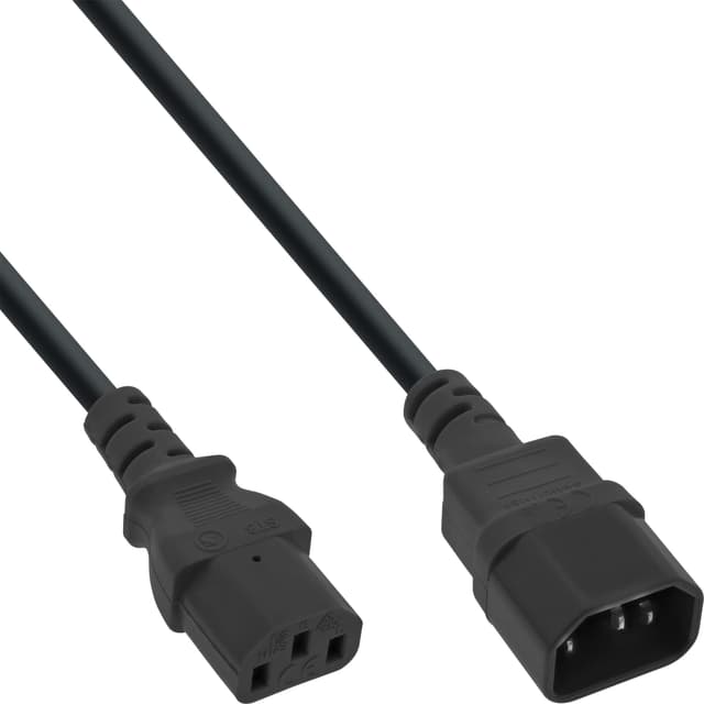 🔌🔌 Inline 16607 Kaltgeräteverlängerung, C13 auf C14, schwarz, 0,75m 🚚