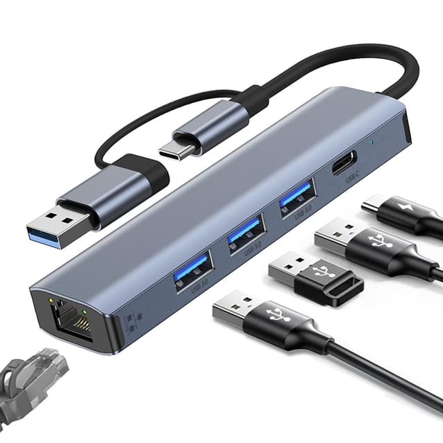 Oliveria USB-C auf Ethernet Adapter mit 4 IN 2 Anschlüssen 🚀