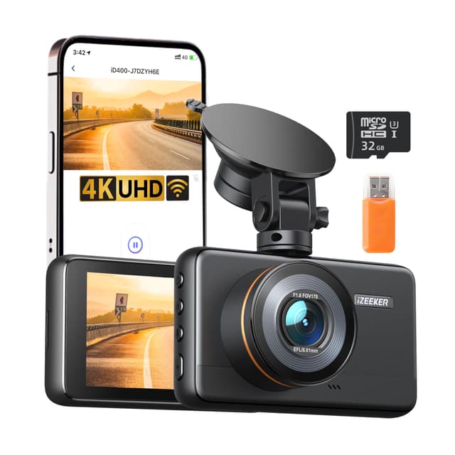 🚗 iZEEKER 4K Dashcam Auto mit WiFi und Nachtsicht