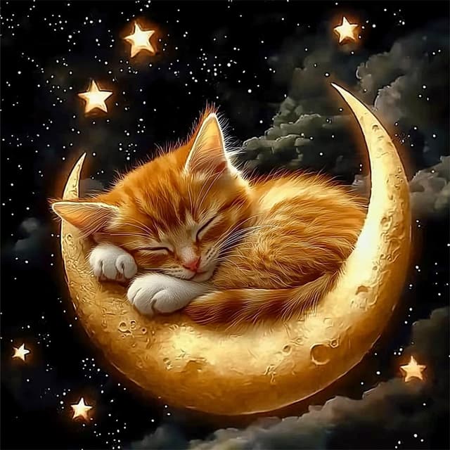 🌟DOMROM Katze Diamond Painting - Sternennacht Diamond Painting Set 30x30cm 🎨