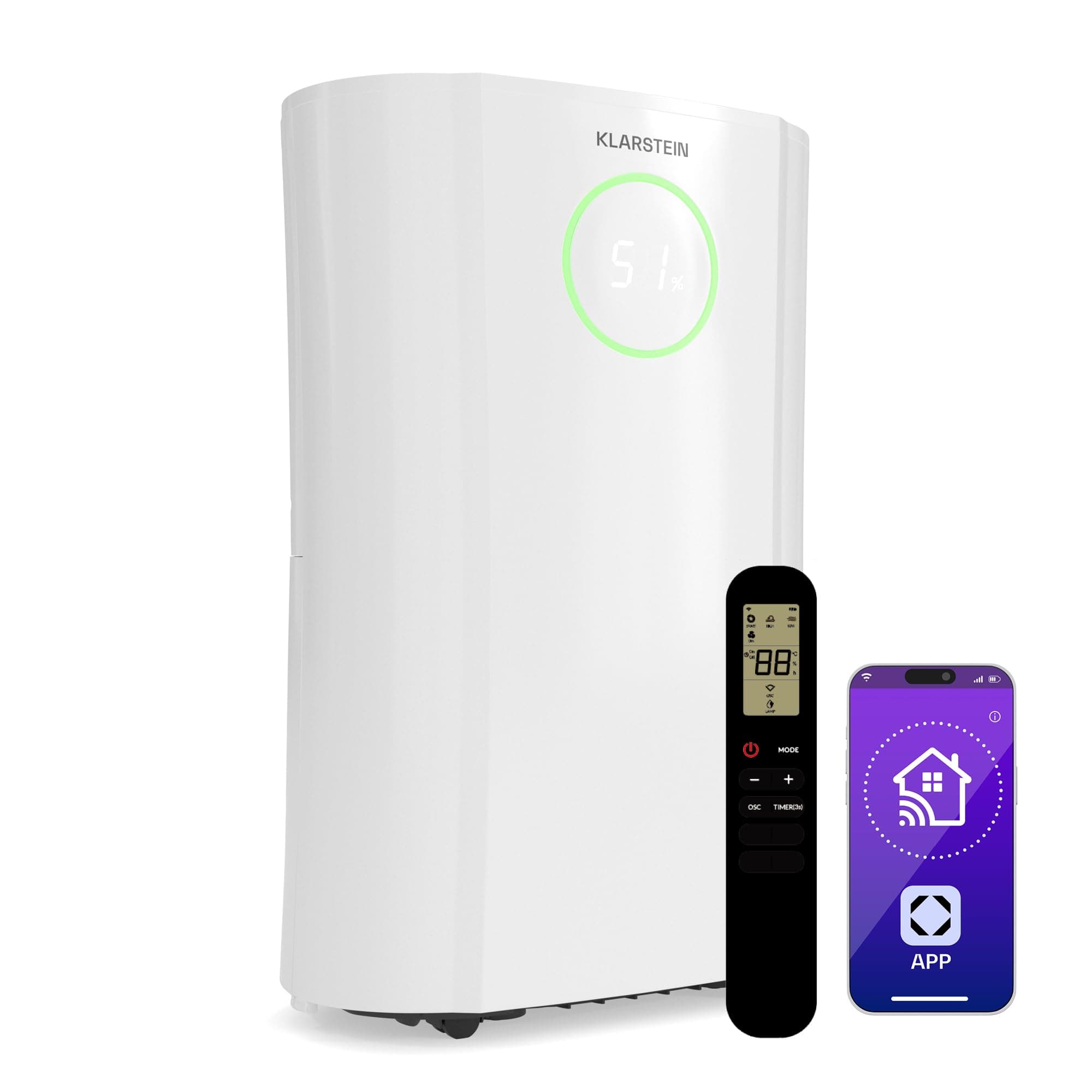 🌬️🌿 Klarstein DryFy ProConnect 24L Luftentfeuchter - 305W, 4L Tank, WiFi, Aktivkohlefilter - Weiß 24 L Deal 🌿🌬️