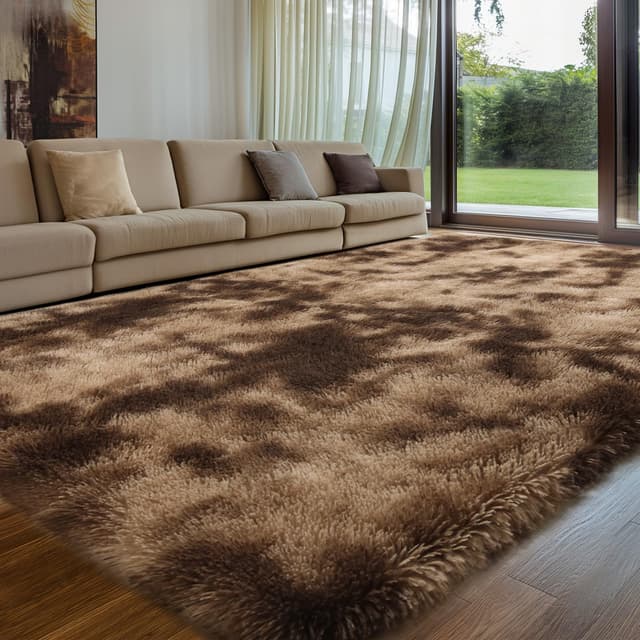 Hochflor Teppich Braun 240x300 cm 🏡 Flauschige Teppiche für Wohnzimmer und Schlafzimmer