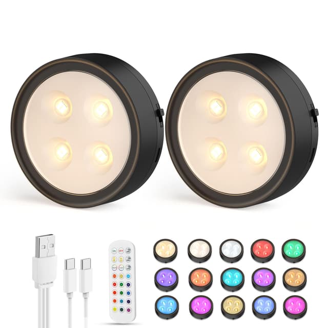 🌟 Onumii USB Aufladbar LED Unterbauleuchte Akku Schrankbeleuchtung mit Fernbedienung 👉 2er Pack Schwarz