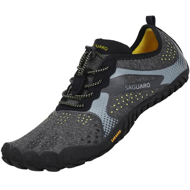 👟 SAGUARO Barfussschuhe Herren & Damen | Sommer Zehenschuhe | Outdoor Traillaufschuhe 44 EU Schwarz
