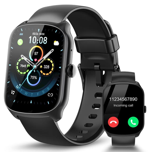 🌟 STECEi Smartwatch Herren Damen, 1.95" Fitnessuhr mit Telefonfunktion, Smart Watch 110+ Sportmodi, IP68 Wasserdicht, Fitness Tracker mit Schrittzähler, Pulsmesser und Schlafmonitor für iOS und Android Schwarz 🌟