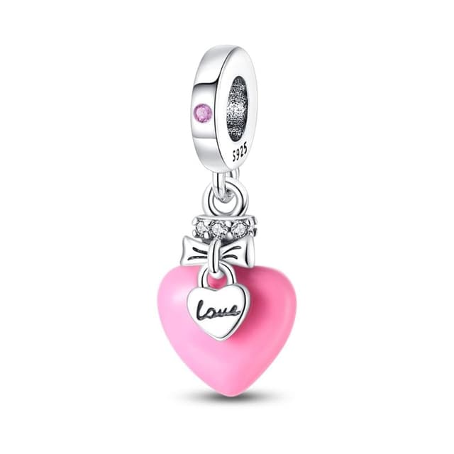 QIKAOLA Charm Anhänger für Frauen 925 Sterling Silber | Pink Glow Beads ✨