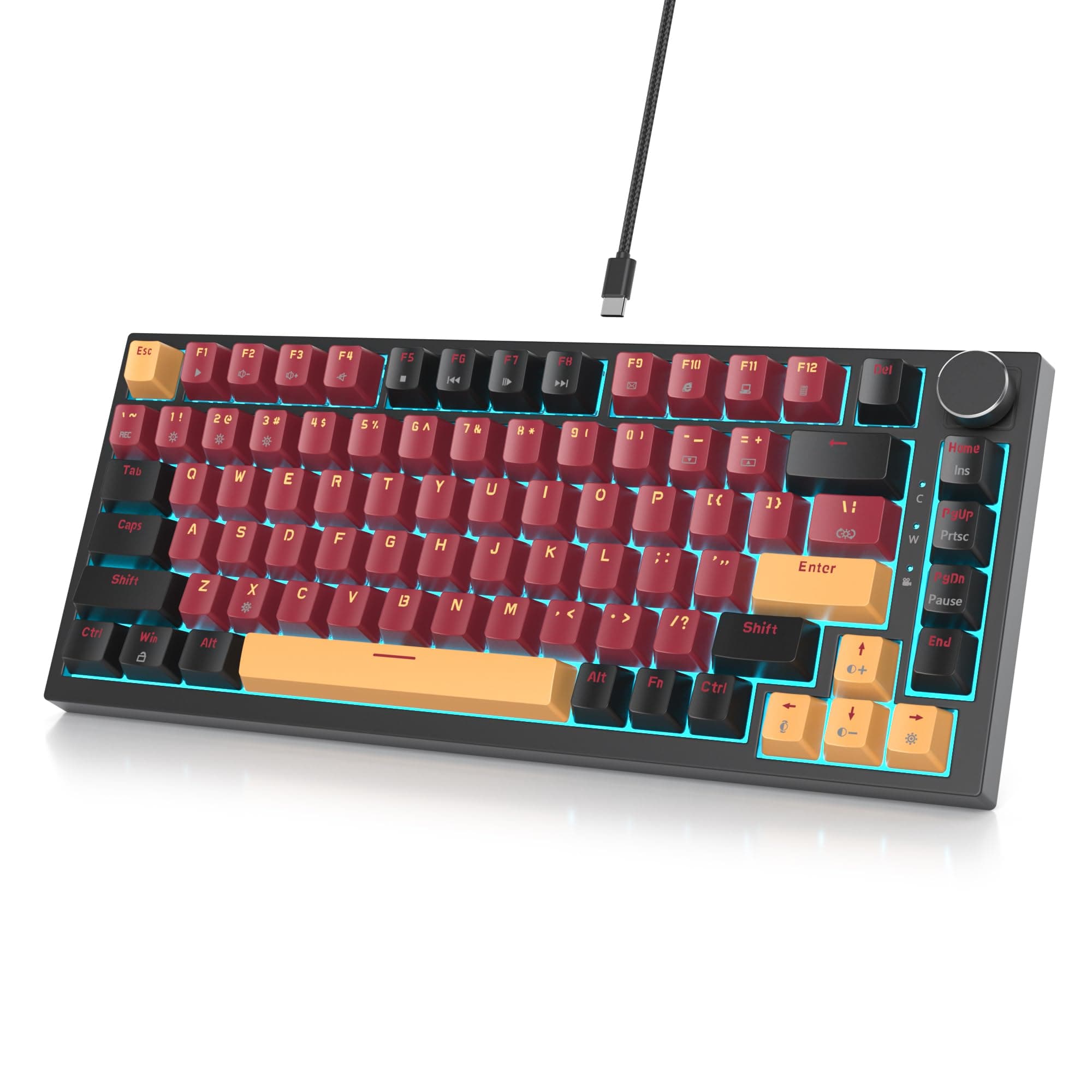 SOLIDEE Verkabelte Mechanische Gaming Tastatur 75% 82 Red Samurai