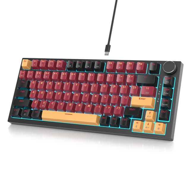 SOLIDEE Verkabelte Mechanische Gaming Tastatur 75% 82 Red Samurai