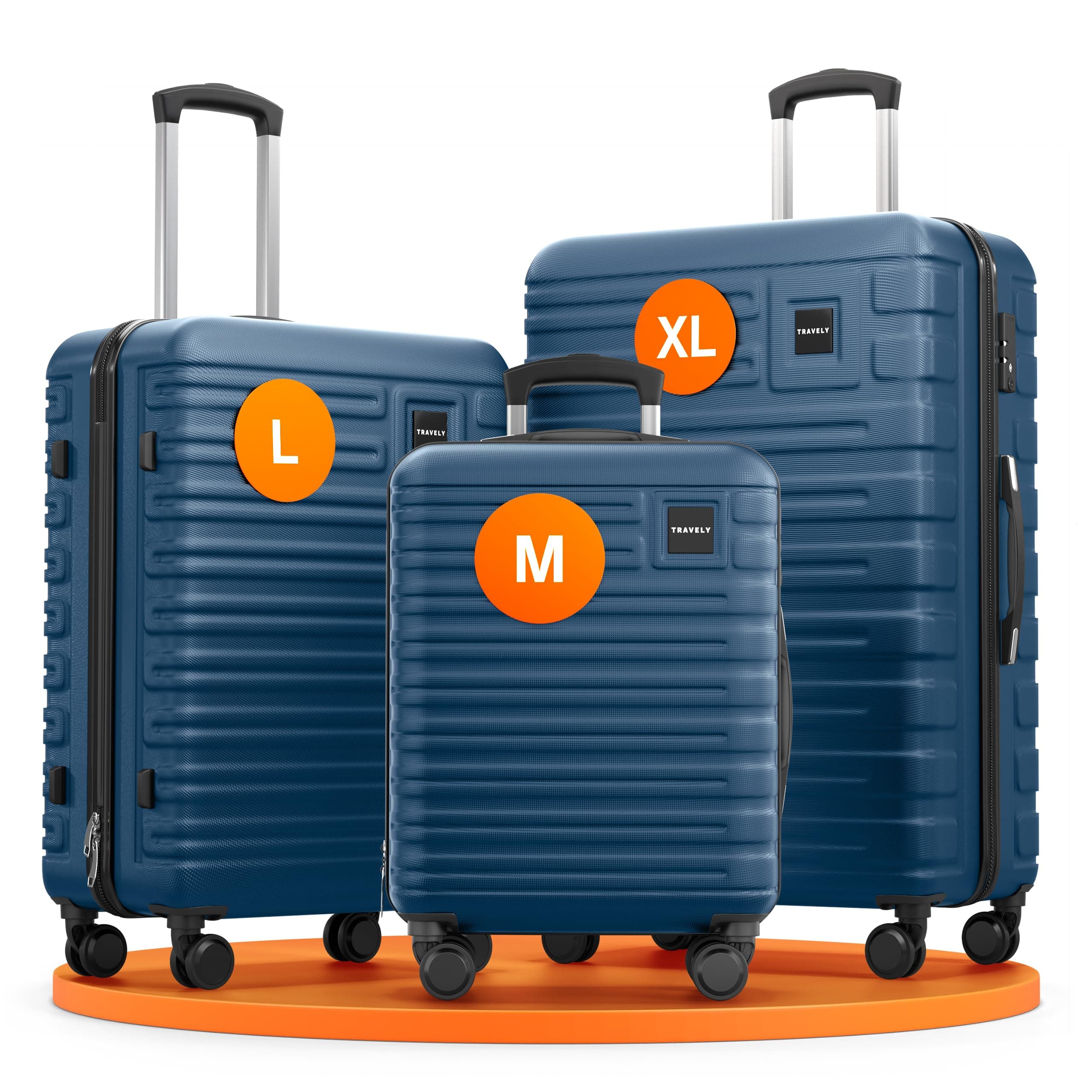 Travely Polycarbonat Koffer Set 77cm, 67cm, Handgepäck Tiefseeblau 🛄✈️