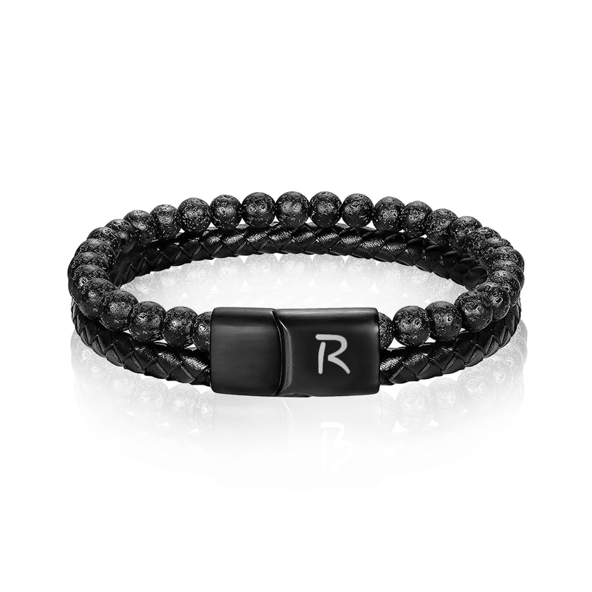 Lederarmband Herren mit Gravur und Lavastein 😎