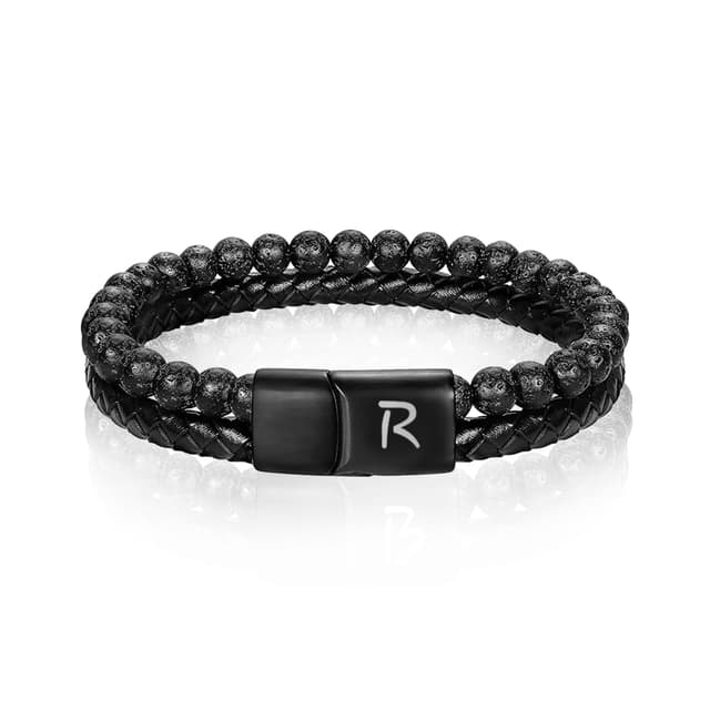 Lederarmband Herren mit Gravur und Lavastein 😎