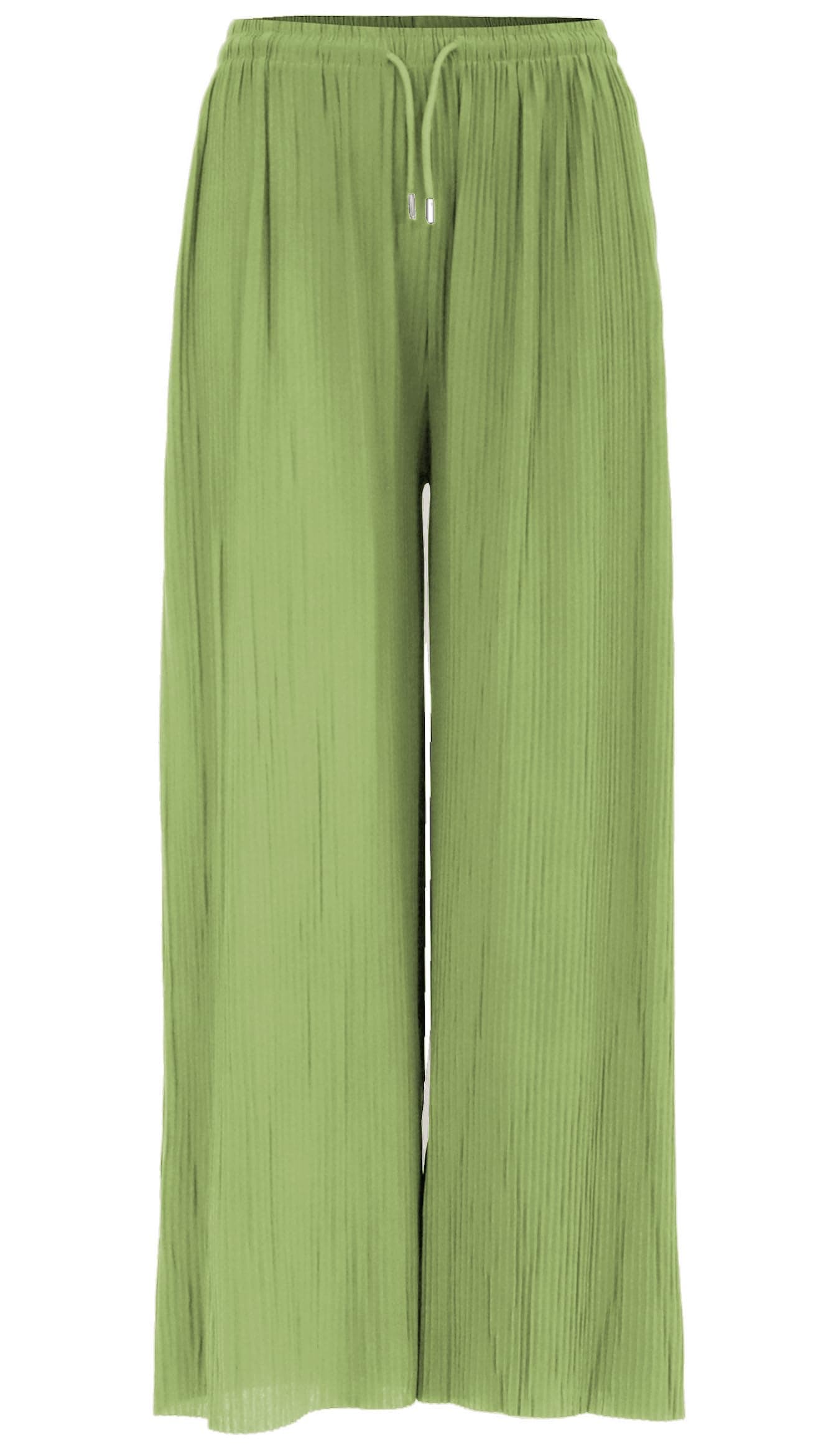 🌞 Van Der Rich ® - Weite Plissee Hose High Waist und Verstellbar Bänder - Damen Einheitsgröße Grün 💚