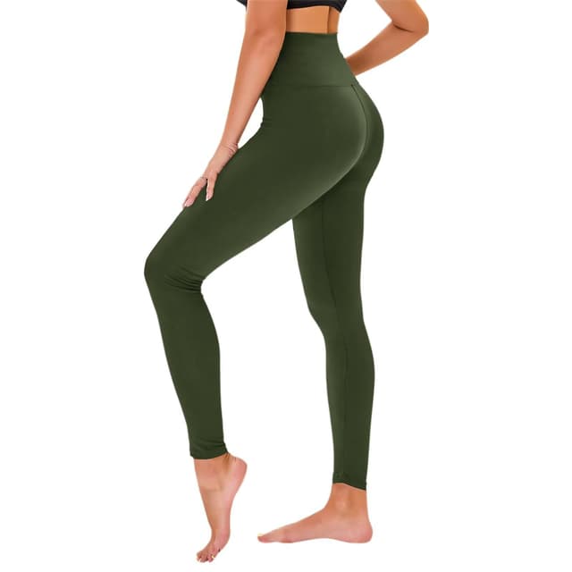 TNNZEET High Waist Leggings Damen Elastische Leggins Weiche Sporthose für Sport Gym L-XL Armee Grün 🏋️‍♀️