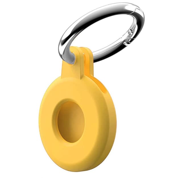 🔒📱 Msagkah Silikon AirTag Hülle Mit Schlüsselanhänger - GPS Tracker Halter (Gelb) 🛡️🔑