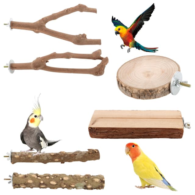 🐦 APACALI 6 Stück Natur Sitzstangen Set für Vögel 🌿