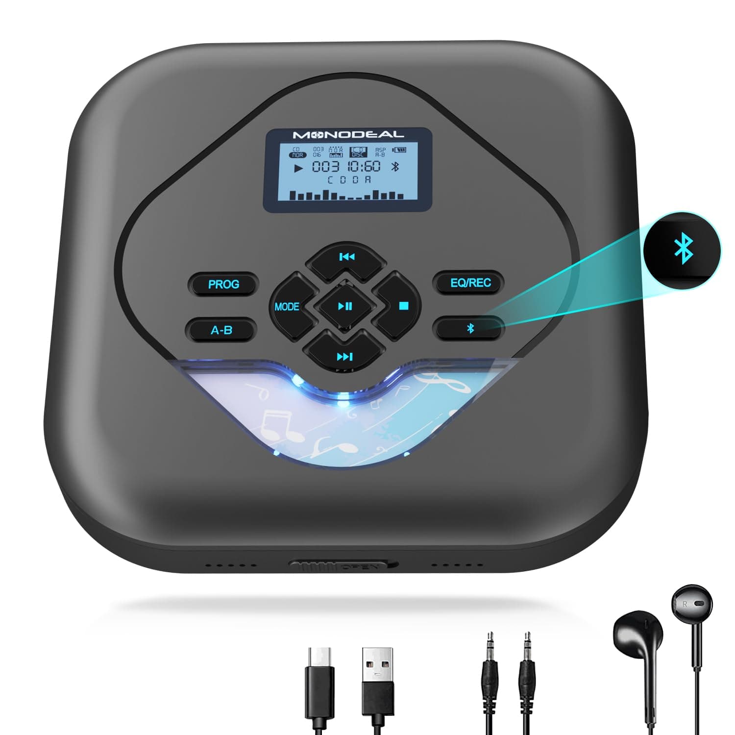 🎶 NEU 2025 MONODEAL CD Player Tragbar mit Bluetooth - Sonderangebot!